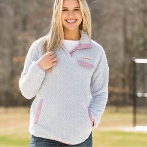 Simply Southern Soft Fleece Textured Pullover in Light Blue and Lavender Size L